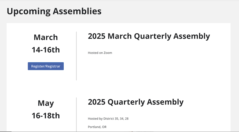 Image of an events calendar